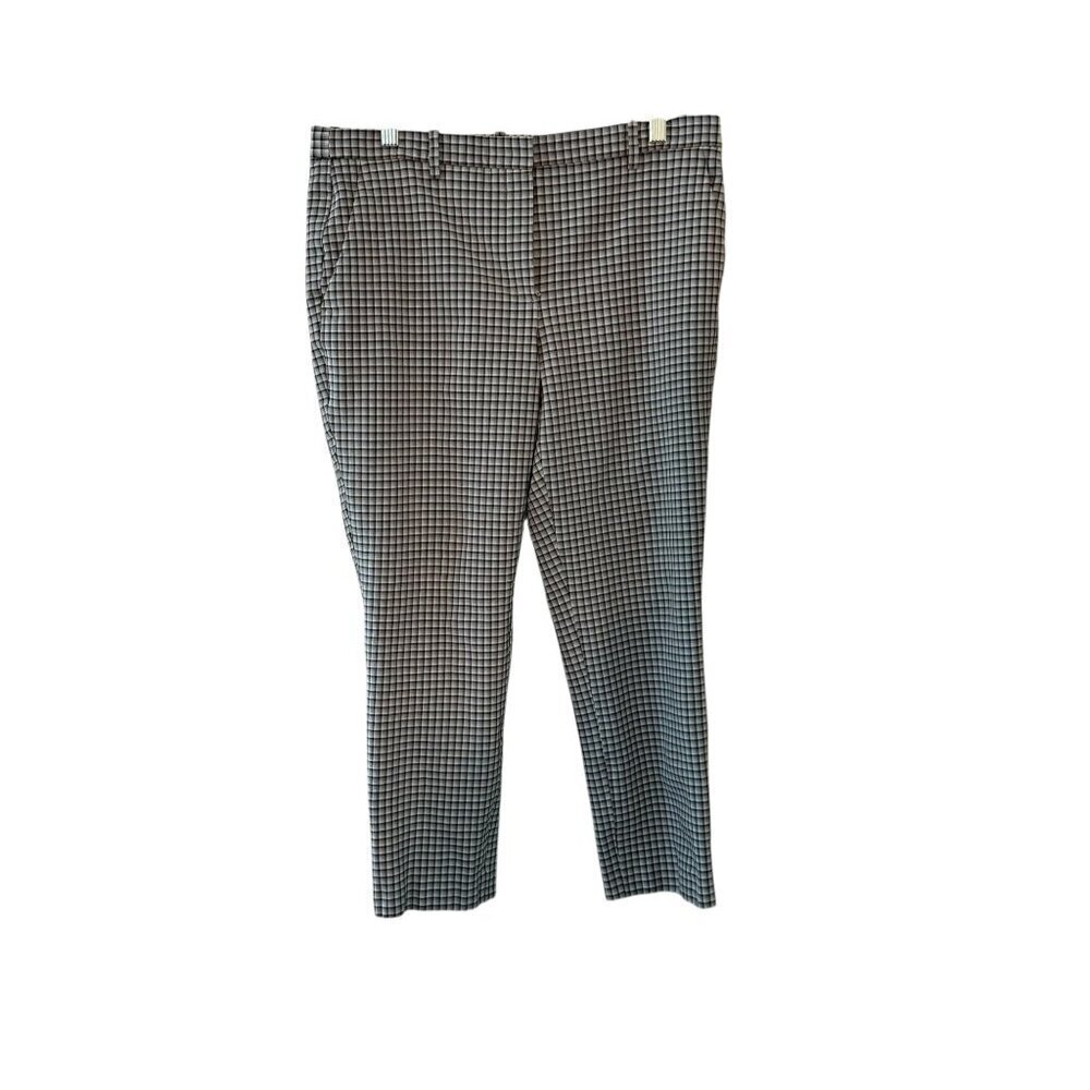 Theory Womens Slim Fit Blue black & White Checkered Dress Pants strech cropped s